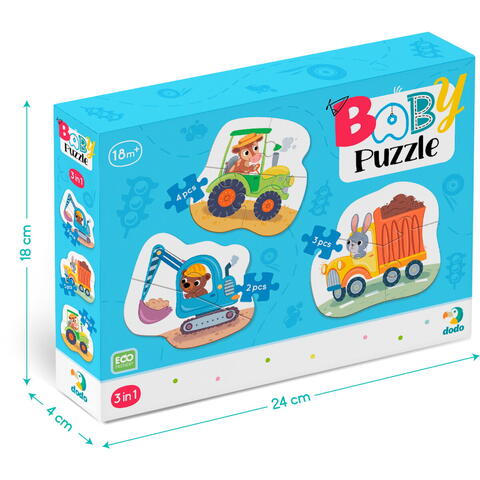 Dodo Baby puzzle 3 in 1 - Mijloace de transport (2,3,4 piese)