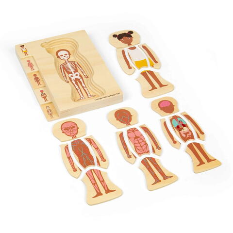 BIGJIGS Toys Puzzle anatomic din lemn - Fetita