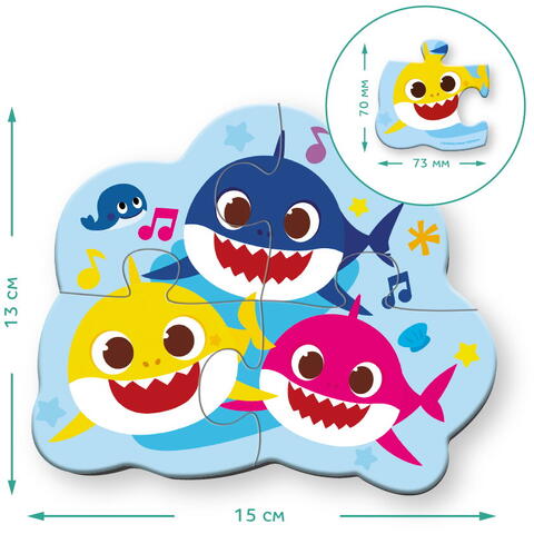 Dodo Puzzle 6 in 1 - Baby Shark (2, 3, 4 piese)