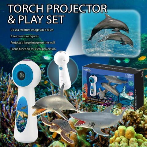 Ambo Funtamin Set proiector tip lanterna & 3 figurine - Animalute marine