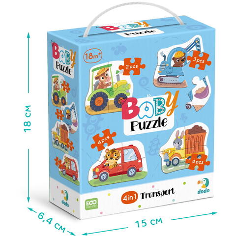 Dodo Puzzle 4 in 1 - Vehicule (2,3,4 piese)