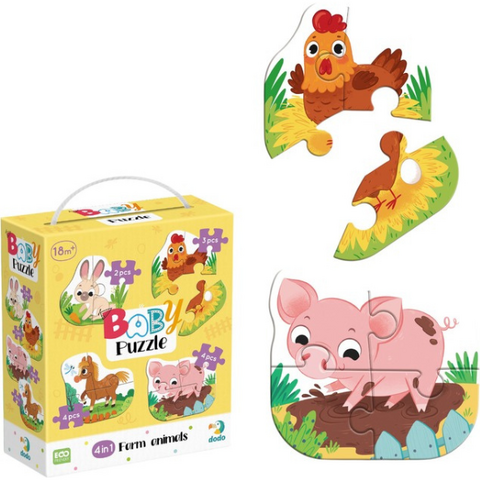 Dodo Puzzle 4 in 1 - Ferma vesela ( 2, 3, 4 piese)