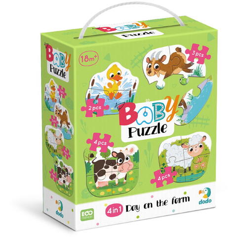 Dodo Puzzle 4 in 1 - O zi la ferma (2, 3, 4 piese)