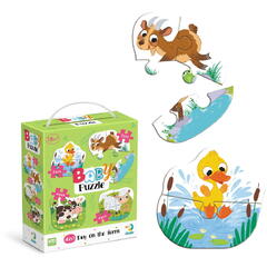 Dodo Puzzle 4 in 1 - O zi la ferma (2, 3, 4 piese)