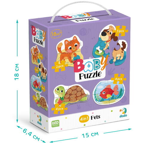 Dodo Puzzle 4 in 1 - Animale de companie (2, 3, 4 piese)
