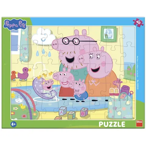 Dino Puzzle cu rama Peppa Pig - Joaca intre frati (40 piese)