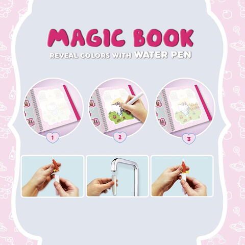 LISCIANI Waterbook: Carte de colorat cu apa - Hello Kitty