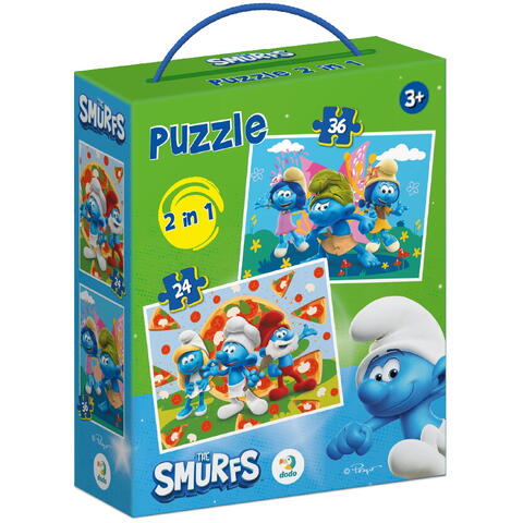 Dodo Puzzle 2 in 1 - Distractie cu Strumfii (24,36 piese)