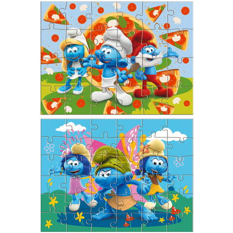 Dodo Puzzle 2 in 1 - Distractie cu Strumfii (24,36 piese)