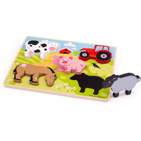 BIGJIGS Toys Puzzle din lemn - In ograda