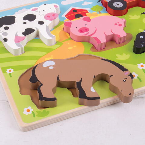 BIGJIGS Toys Puzzle din lemn - In ograda