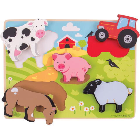 BIGJIGS Toys Puzzle din lemn - In ograda