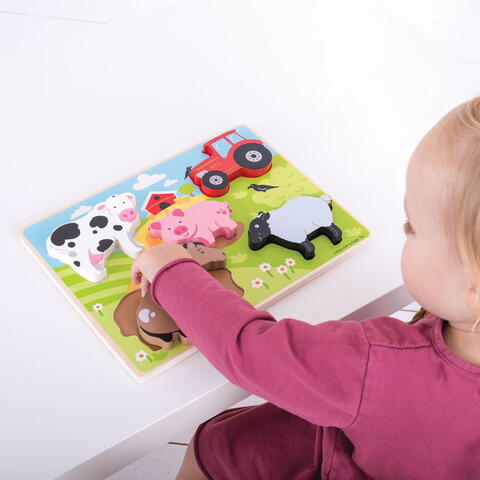 BIGJIGS Toys Puzzle din lemn - In ograda