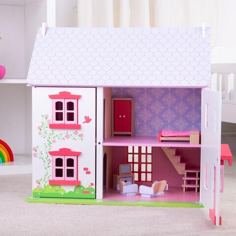 BIGJIGS Toys Casuta din lemn pentru papusi - Rose