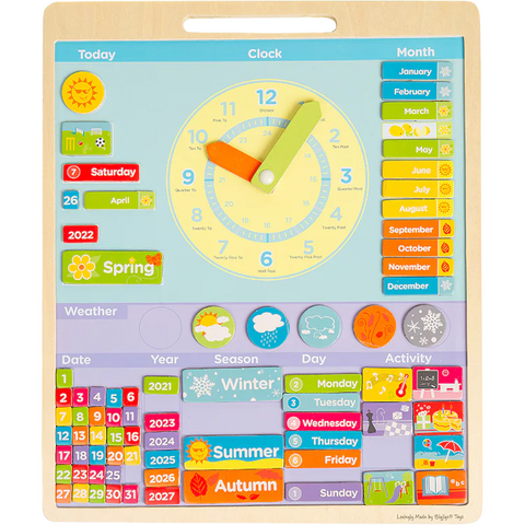 BIGJIGS Toys Vremea - Calendar magnetic in limba engleza