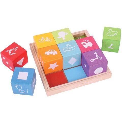 BIGJIGS Toys Cuburi din lemn cu imagini