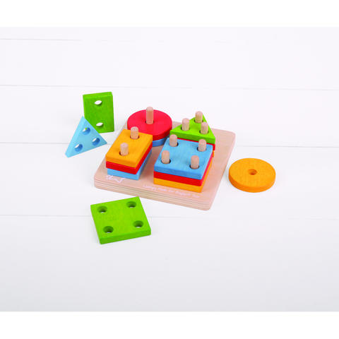 BIGJIGS Toys Joc de sortare - 4 forme geometrice