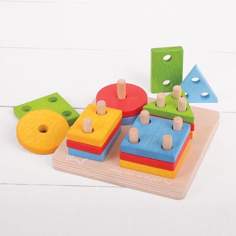 BIGJIGS Toys Joc de sortare - 4 forme geometrice