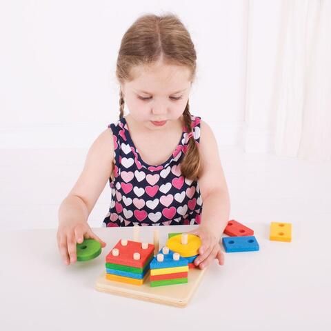 BIGJIGS Toys Joc de sortare - 4 forme geometrice