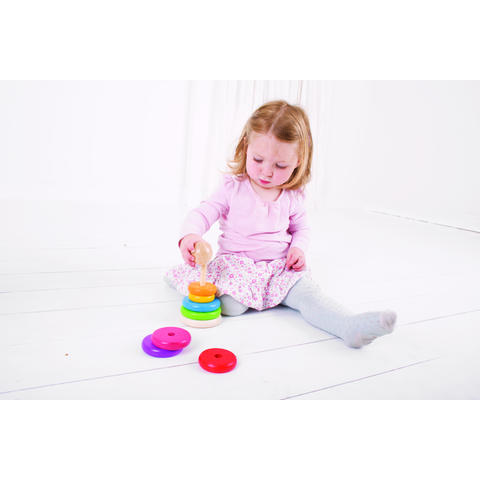 BIGJIGS Toys Piramida din lemn - Curcubeul