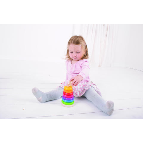 BIGJIGS Toys Piramida din lemn - Curcubeul