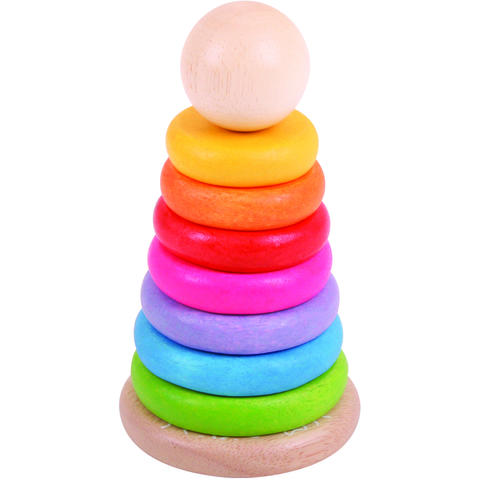 BIGJIGS Toys Piramida din lemn - Curcubeul