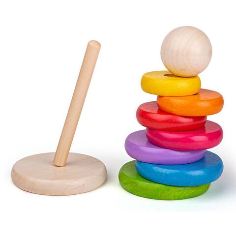 BIGJIGS Toys Piramida din lemn - Curcubeul