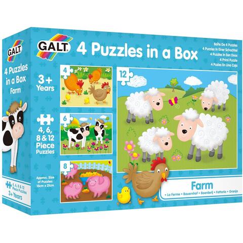 Galt Set 4 puzzle-uri Animale de la ferma (4, 6, 8, 12 piese)