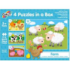 Set 4 puzzle-uri Animale de la ferma (4, 6, 8, 12 piese)