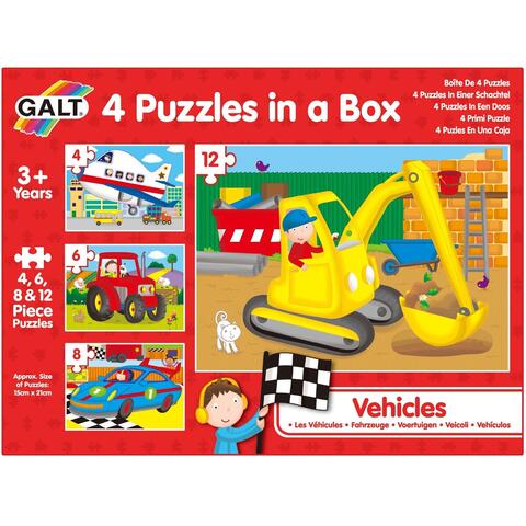 Galt Set 4 puzzle-uri Vehicule (4, 6, 8, 12 piese)